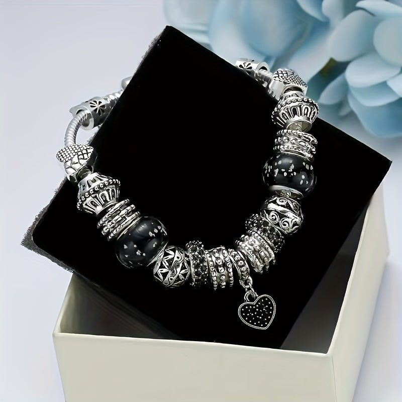 1 Piece Of Vintage Craft, Women's Fashionable Summer Hollow Rhinestone Heart-shaped Safety Chain, Button Snake Bone Chain For Making Bracelets And Bangles.
